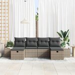 vidaXL Ensemble de canapé de jardin avec coussin 6 Pièces Gris polyrotin