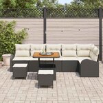 vidaXL Ensemble de canapé de jardin avec coussin 9 Pièces Noir et Crème