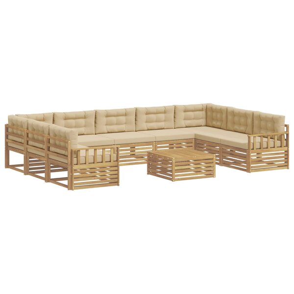 vidaXL Ensemble de canapés d'extérieur 10 pc Blanc et Beige