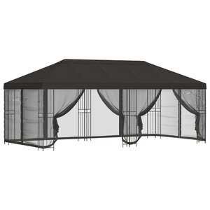 vidaXL Gazebo avec murs latéraux 6 x 3 m Anthracite Polyester et Acier