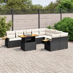 vidaXL Salon de jardin 10 Pièces avec coussins noir résine tressée