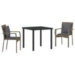 vidaXL Ensemble de salle à manger de jardin 3 pièces avec coussins Gris Poly Rattan