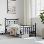vidaXL Cadre de lit métal sans matelas avec pied de lit noir 90x200 cm