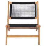 vidaXL Chaise longue avec repose-pied Bois de teck solide et corde