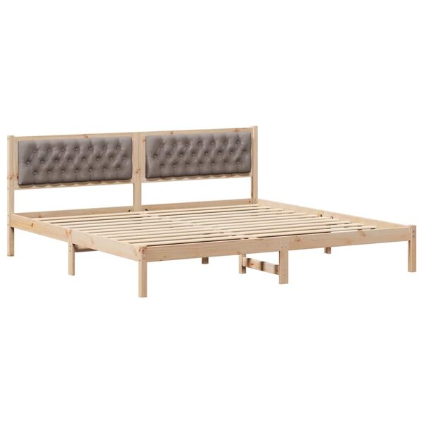 vidaXL Cadre de lit avec tête de lit Taupe 200 x 200 cm Pin massif
