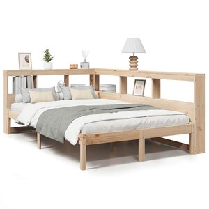 vidaXL Lit bibliothèque sans matelas blanc 120x200 cm bois pin massif