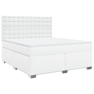 vidaXL Sommier à lattes de lit avec matelas Blanc 180x200cm Similicuir