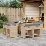 vidaXL Ensemble à manger de jardin et coussins 9 Pièces mélange beige
