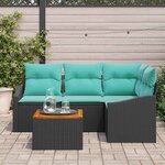 vidaXL Ensemble de canapé de jardin avec coussin 5 Pièces Noir polyrotin