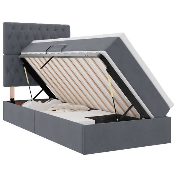 vidaXL Lit avec rangement et matelas Gris foncé 90 x 190 cm Velours