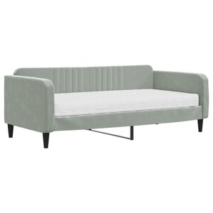vidaXL Lit de jour avec matelas gris clair 90x190 cm velours