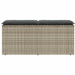 vidaXL Banc de jardin coussin gris clair 110x40x44 cm résine tressée