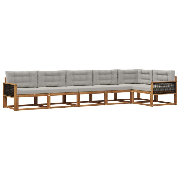 vidaXL Ensemble de canapés d'extérieur 6 pc Naturel et Gris clair