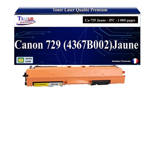 T3AZUR -Toner compatible avec Canon 729 (4367B002) pour Canon LBP7010C  LBP7018C- Jaune