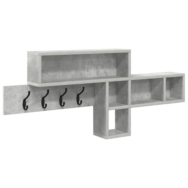 vidaXL Porte-manteau mural avec étagère Gris béton 100 x 12 x 43 5 cm