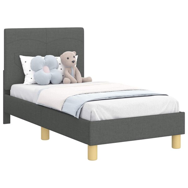 vidaXL Cadre de lit pour tout-petit avec tête de lit Gris foncé tissu