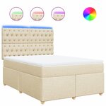 vidaXL Sommier à lattes de lit avec matelas Crème 160x200 cm Tissu