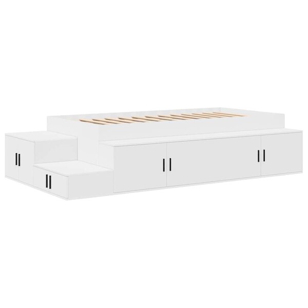 vidaXL Cadre de lit avec rangement Blanc 75 cm Bois d'ingénierie