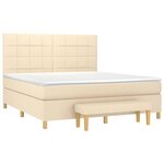 vidaXL Sommier à lattes de lit avec matelas Crème 180x200 cm Tissu