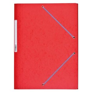 Chemise Carte Lustée 24 x 32 cm à rabats avec élastique et étiquette de dos Rouge COUTAL