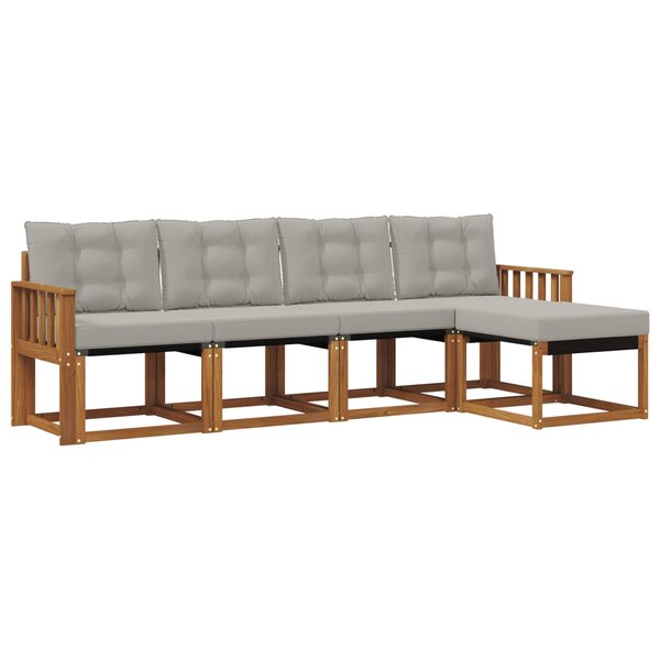 vidaXL Ensemble de canapés d'extérieur 5 pc Gris Naturel et Clair
