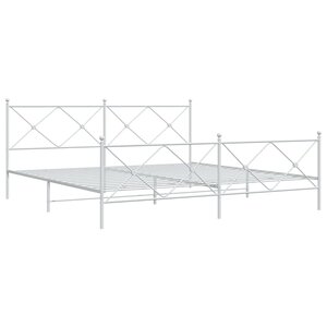 vidaXL Cadre de lit métal avec tête de lit/pied de lit blanc 193x203cm