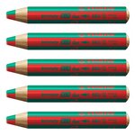Crayon multi-talents woody 3 in 1 duo - rouge-vert foncé x 5 STABILO
