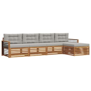 vidaXL Ensemble de canapés d'extérieur 5 Pièces Gris Naturel et Clair
