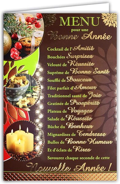 Carte bonne année doré présentez vos meilleurs vœux souhaits avec enveloppe