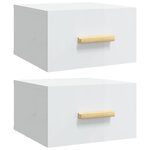 vidaXL Tables de chevet murales 2 Pièces blanc brillant 35x35x20 cm