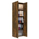 vidaXL Armoire de bureau Chêne fumé 60x32x190 cm Bois d'ingénierie