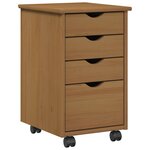vidaXL Cabinet roulant MOSS Brun Miel 34 x 39 x 56 cm Pin massif