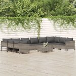 vidaXL Salon de jardin 11 Pièces avec coussins Gris Résine tressée