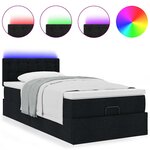vidaXL Lit ottoman avec matelas et LED noir 80x200cm tissu