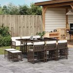 vidaXL Ensemble à manger de jardin et coussins 11 Pièces marron rotin