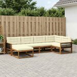 vidaXL Ensemble de canapés d'extérieur 6 Pièces Naturel et Crème