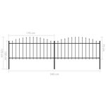 vidaXL Clôture de jardin à dessus en lance Acier (0 5-0 75)x3 4 m Noir