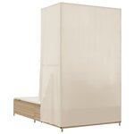 vidaXL Chaise longue double avec toit et rideaux beige résine tressée