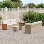 vidaXL Ensemble de canapé de jardin avec coussin 11 Pièces Beige et crème