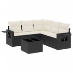 vidaXL Salon de jardin 6 Pièces avec coussins noir résine tressée