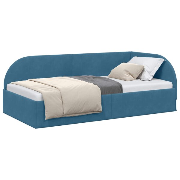 vidaXL Cadre de lit d'angle Bleu 90 x 200 cm Velours