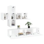vidaXL Ensemble de meubles TV 7 Pièces Blanc Bois d'ingénierie