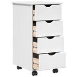vidaXL Cabinet roulant 34 x 39 x 65 5 cm Bois de Pin Massif Blanc