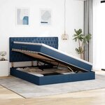 vidaXL Lit de rangement LED avec matelas Bleu 180 x 200 cm Tissu