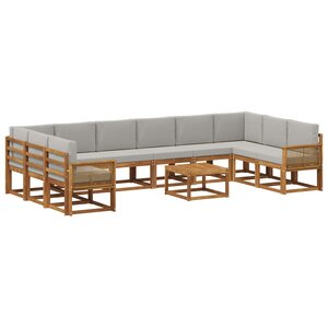 vidaXL Ensemble de canapés d'extérieur 11 pc Naturel et gris clair