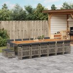 vidaXL Ensemble à manger de jardin 17 Pièces et coussins résine tressée