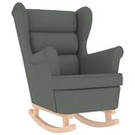 vidaXL Chaise à bascule avec repose-pied Gris foncé Tissu