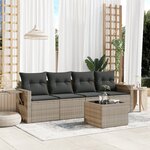 vidaXL Salon de jardin 5 Pièces avec coussins gris clair résine tressée