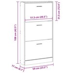 vidaXL Armoire à chaussures Chêne fumé 59x17x108 cm Bois d'ingénierie