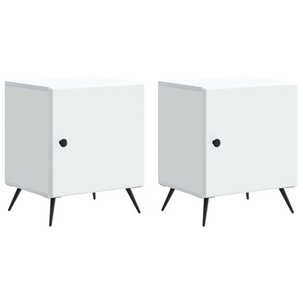 vidaXL Cabinet de chevet 2 Pièces Blanc 43 x 34 5 x 50 cm